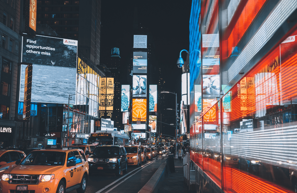 Photo of traffic at night in NYC